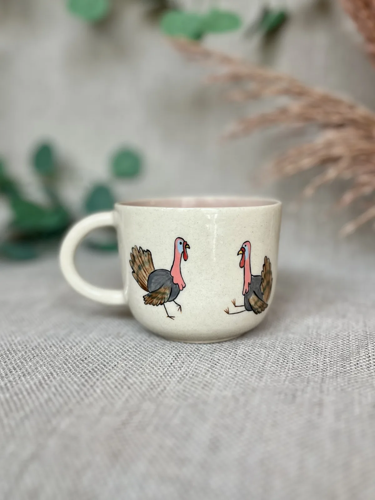 Ręcznie robiony ceramiczny kubek Ceranika z aplikacją ptaki
