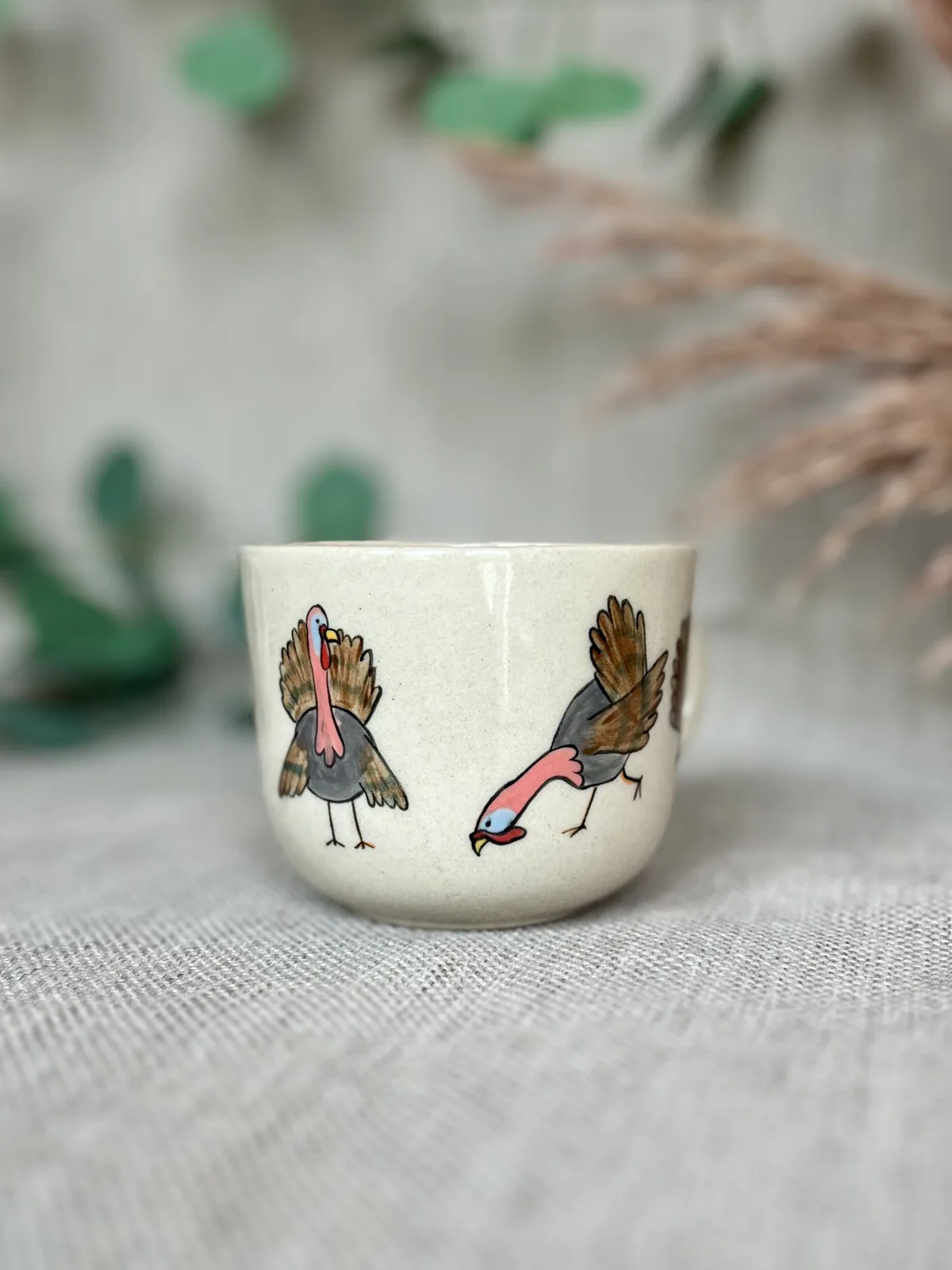 Ręcznie robiony ceramiczny kubek Ceranika z aplikacją ptaki
