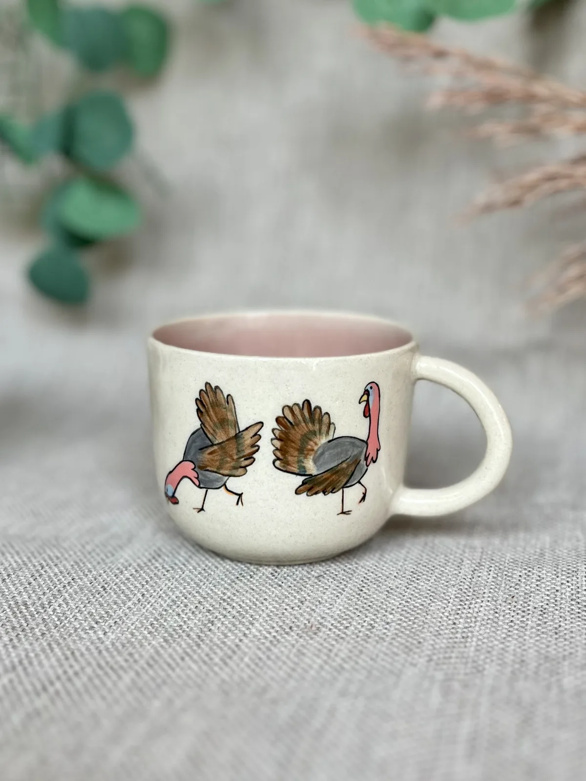 Ręcznie robiony ceramiczny kubek Ceranika z aplikacją ptaki